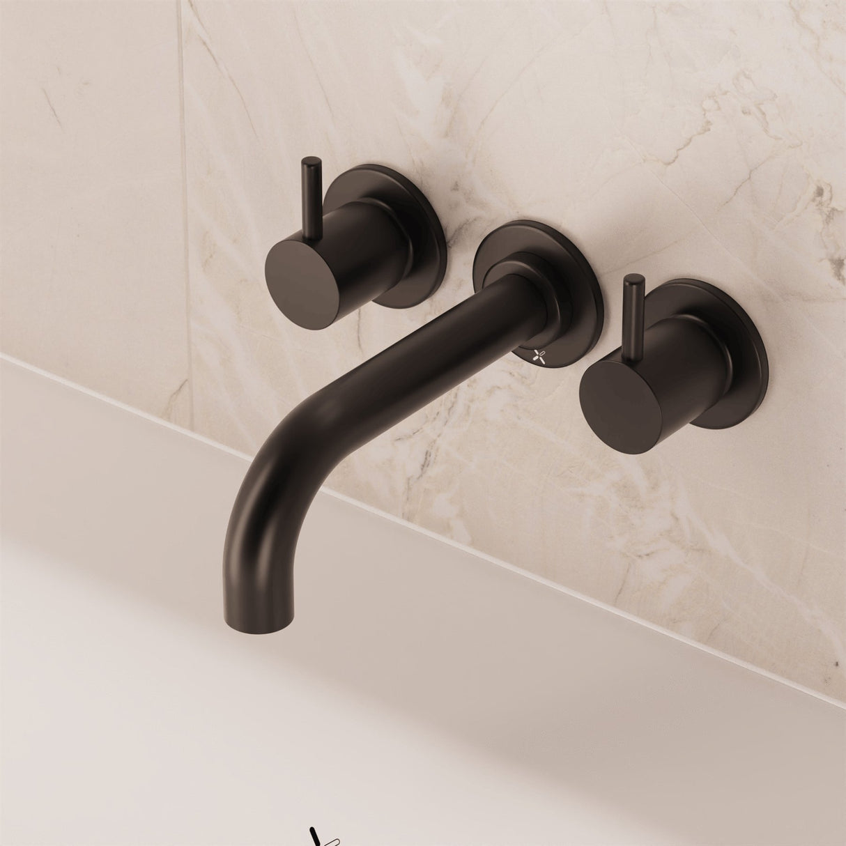 Crosswater Wall Mounted Bath Tap Matt Black Crosswater MPRO Wall Mounted 3 Hole Bath Filler Tap