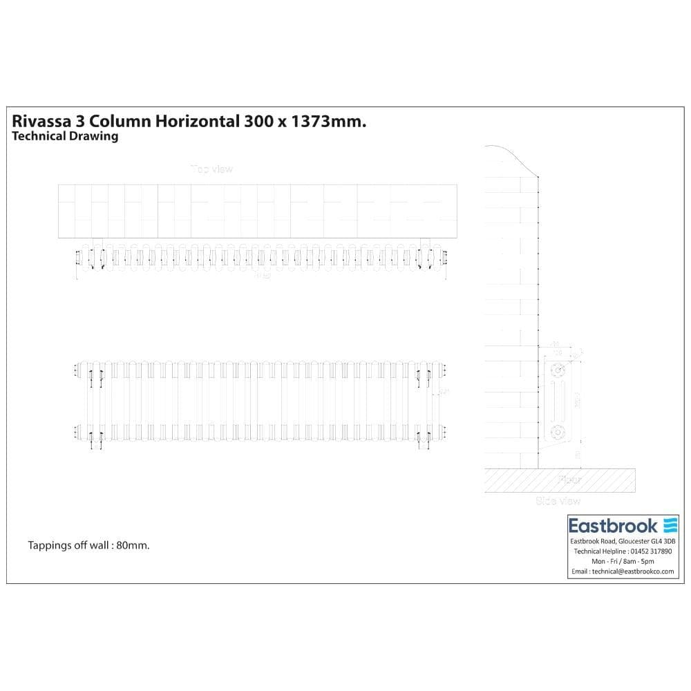 Eastbrook Column Radiator Eastbrook Rivassa Traditional 3 Column Radiator in White