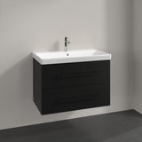 Villeroy & Boch Wall Mounted Vanity Unit Volcano Black with Black Handles Villeroy & Boch Avento Wall Hung Vanity Unit 780mm Two Drawers with Basin