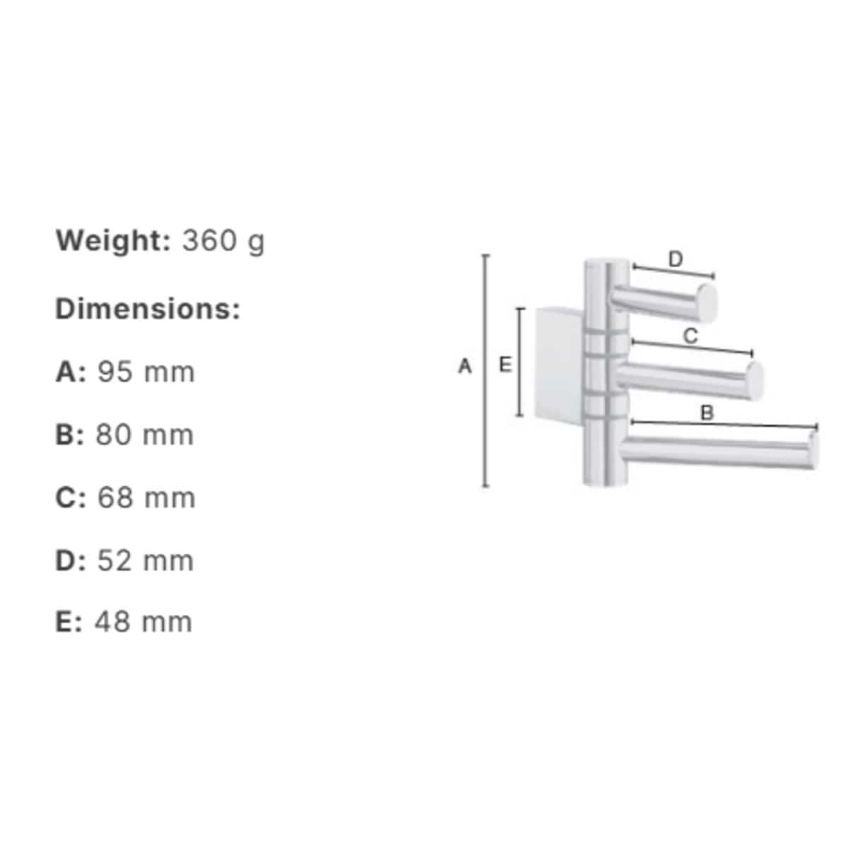 Smedbo Robe Hook Smedbo Air Swing Arm Triple Towel Hook in Chrome