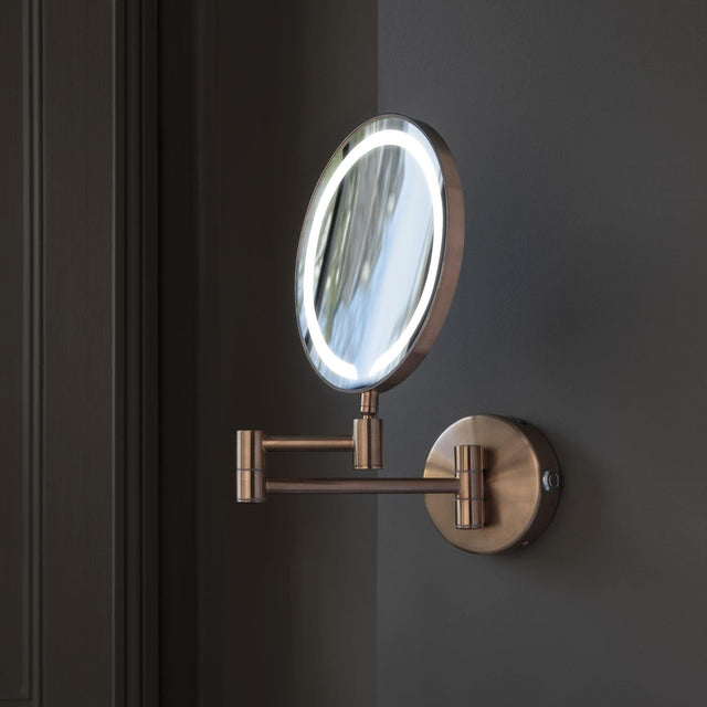 JTP Cosmetic and Shaving Mirror Brushed Bronze JTP Zoom Illuminated Magnifying Cosmetic and Shaving Mirror