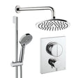 UK Bathroom Store Concealed Shower Set Chrome / Wall Arm / 200mm Crosswater Crossbox Push Shower Set 2 - 2 Outlet with Fixed Overhead Shower and Slide Rail Kit