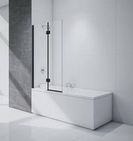 Merlyn Bath Screen Matt Black / Left Handed Merlyn 8mm 2 Panel Hinged Bath Screen