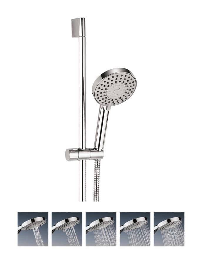 Crosswater Shower Riser Rail Crosswater Central Shower Kit with Five Mode Shower Head in Chrome