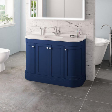 Eastbrook Floor Standing Vanity Unit Matt Cobalt Blue / White Polymarble Eastbrook Hardwick Traditional 1200mm Floor Standing Vanity Unit with Single Basin