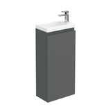 Aquarius Bathrooms Floor Standing Vanity Unit 400mm Aquarius Halite Waterproof Floor Standing Vanity Unit in Matt Grey with 1 Tap Hole Basin
