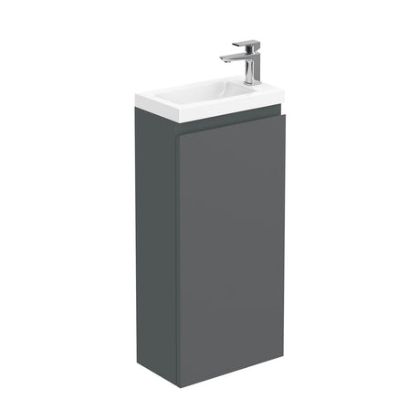 Aquarius Bathrooms Floor Standing Vanity Unit 400mm Aquarius Halite Waterproof Floor Standing Vanity Unit in Matt Grey with 1 Tap Hole Basin