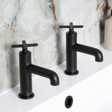 Heritage Pillar Bath Tap Matt Black Heritage Salcombe Bath Pillar Taps (Pair)