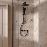 UK Bathroom Store Concealed Shower Set Matt Black / Wall Arm / 300mm Crosswater Module Shower Set 2 with Riser Rail Kit and Overhead Shower