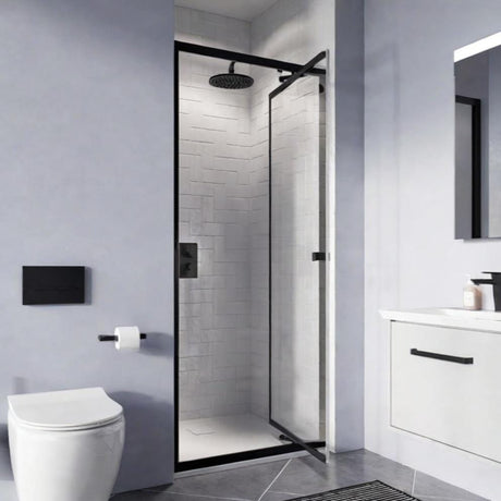 Crosswater In-Fold Shower Door Crosswater Clear 6 Infold Shower Door 800mm in Matt Black