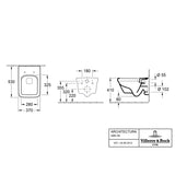Villeroy & Boch Wall Hung Toilet Villeroy & Boch Architectura Square Wall Hung Rimless DirectFlush Toilet with Soft Close Seat