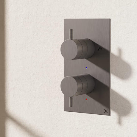 Crosswater Concealed Shower Valve Slate Crosswater MPRO 2 Outlet, 2 Handle Portrait Concealed Thermostatic Shower Valve (Shower/Handset)