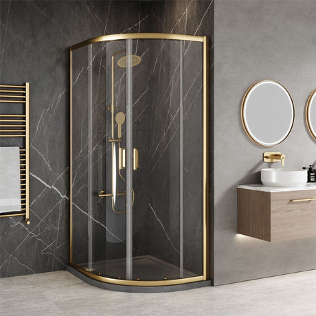 Aquarius Bathrooms Quadrant Shower Enclosure Brushed Brass / 1200x800mm Aquarius Urbano 6mm Quadrant Shower Enclosure 1850mm