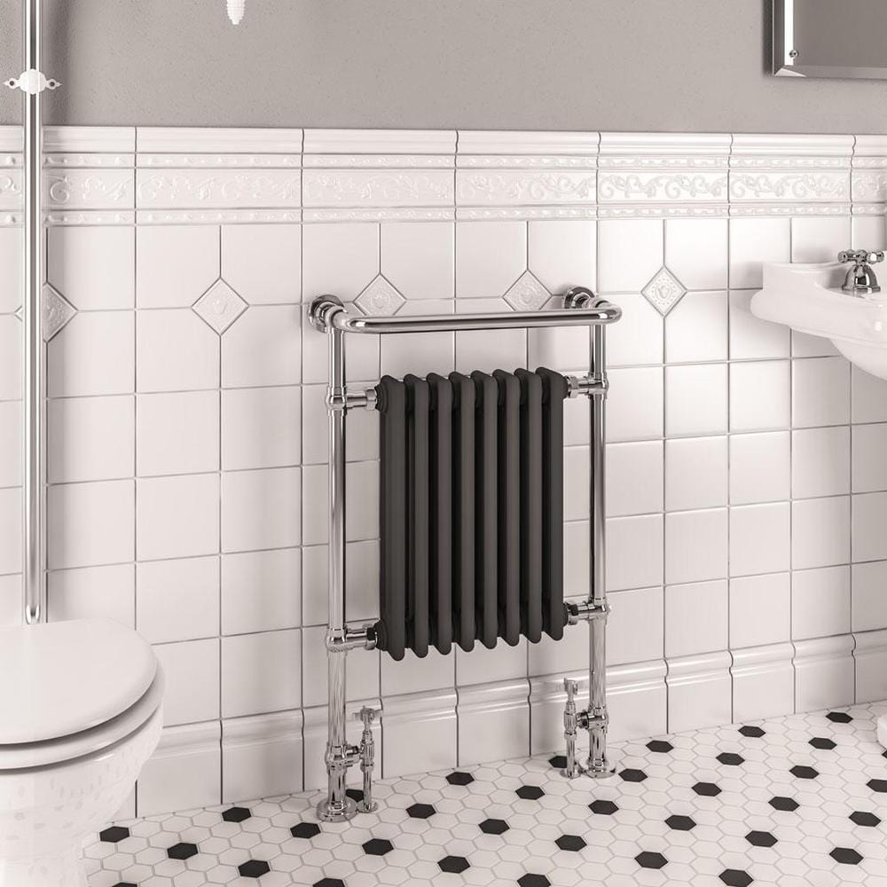 Eastbrook Inset Radiator Central Heating Eastbrook Isbourne Straight Vertical Traditional Radiator in Chrome/Matt Anthracite