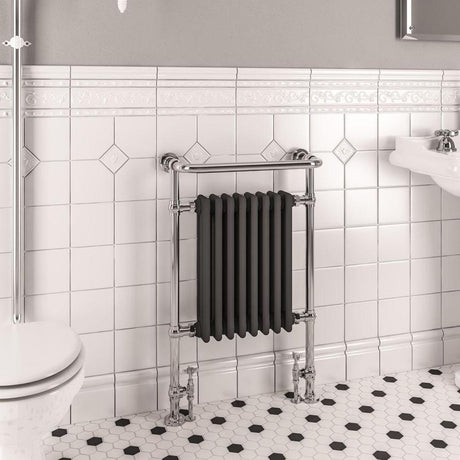 Eastbrook Inset Radiator Central Heating Eastbrook Isbourne Straight Vertical Traditional Radiator in Chrome/Matt Anthracite
