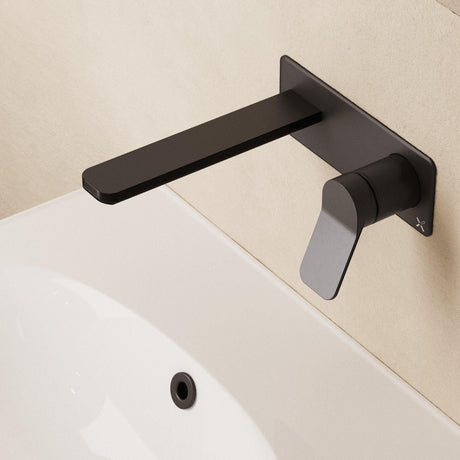 Crosswater Wall Mounted Basin Tap Matt Black Crosswater Glide II 2 Hole Wall Mounted Basin Mixer Tap