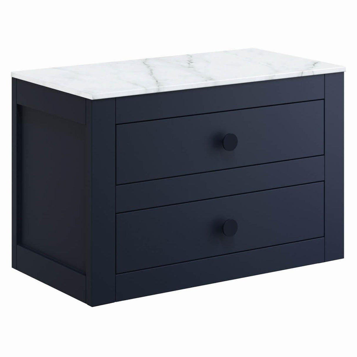 Crosswater Wall Mounted Vanity Unit Deep Indigo Blue / 710 x 460mm Crosswater Canvass Vanity Unit with White Carrara Marble Effect Worktop