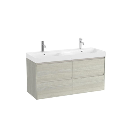 Roca Wall Mounted Vanity Unit Roca Ona 1200mm Wall Mounted Four Drawer Vanity Unit with Double Basin