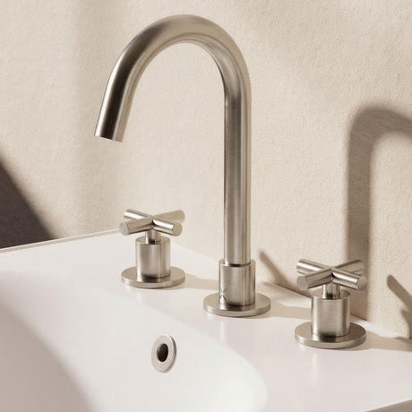 Crosswater 3 Tap Hole Basin Set Brushed Nickel Crosswater MPRO Crosshead 3 Hole Basin Mixer Tap