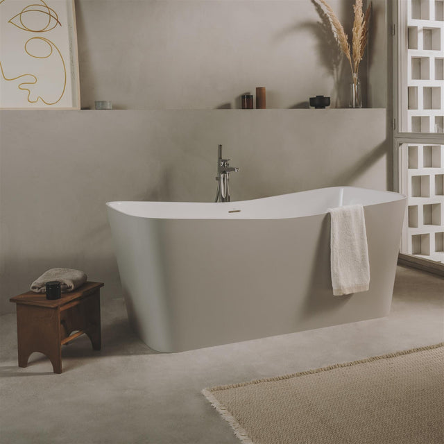 Roca Modern Freestanding Bath Roca Maui Square Freestanding Stonex® Oval Bath with Click-Clack Waste