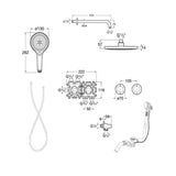 Roca Concealed Shower Set Roca T-Multi Thermostatic Concealed Shower Valve with Rainshower Head, Shower Handset and Overflow Bath Filler