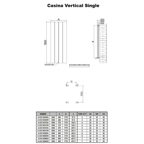Reina Panel Radiator Reina Casina Vertical Aluminium Single Panel Radiator