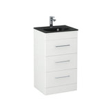 Imex Floor Standing Vanity Unit Matt White / Black Imex Croma Floor Standing Three Door 500mm Vanity Unit with 1 Tap Hole Basin