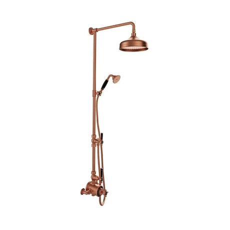 Vado Exposed Shower Set Brushed Bronze/Black Booth & Co. Axbridge Exposed 2 Outlet Shower Set with Fixed Shower Head and Handset