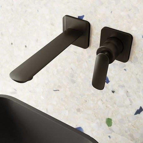 Clearwater Wall Mounted Basin Tap Matt Black Clearwater Huck Wall Mounted 2 Hole Basin Mixer Tap