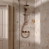 UK Bathroom Store Concealed Shower Set Brushed Bronze / Ceiling Arm / 200mm Crosswater Module Shower Set 2 with Riser Rail Kit and Overhead Shower