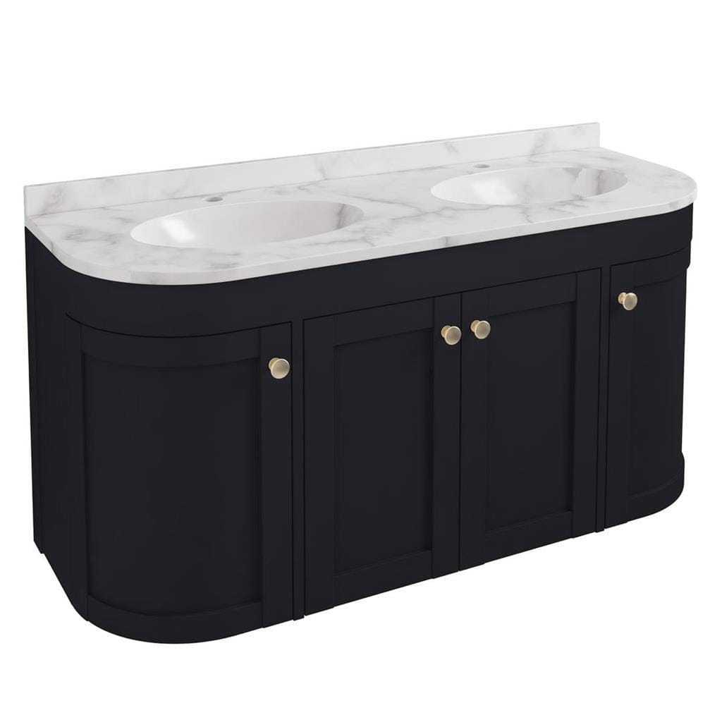 Eastbrook Wall Mounted Vanity Unit Matt Anthracite / White Polymarble Eastbrook Hardwick Traditional 1200mm Wall Hung Vanity Unit with Double Basin