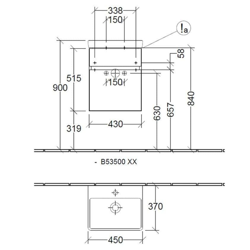 Villeroy & Boch Wall Mounted Vanity Unit Villeroy & Boch Arto Wall Mounted 450mm One Drawer Vanity Unit with Basin