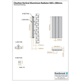 Eastbrook Panel Radiator Eastbrook Charlton Vertical Aluminium Designer Radiator in Matt Anthracite