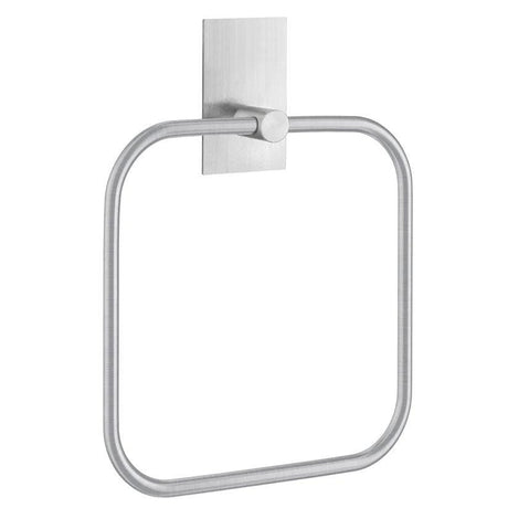Smedbo Towel Rails and Rings Brushed Stainless Steel Smedbo Beslagsboden Square Self-Adhesive Towel Ring