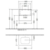 Villeroy & Boch Wall Mounted Vanity Unit Villeroy & Boch Arto Wall Mounted 600mm Two Drawer Vanity Unit with Basin