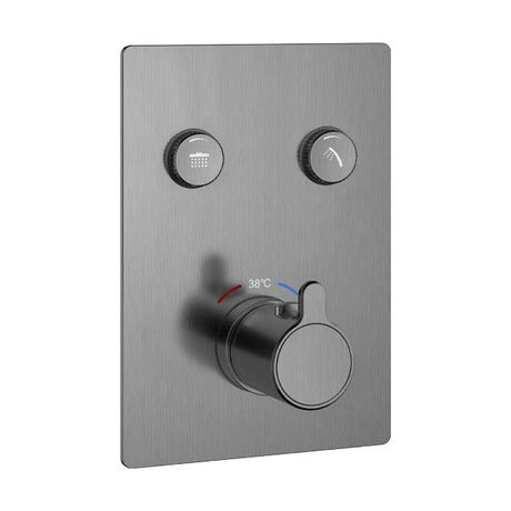 Flova Concealed Shower Valve Gun Metal Flova Moonlight Square 2 Outlet GoClick Finishing Set