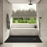 Aquarius Rectangle Shower Tray Aquarius Honiston Mineral Composite Slate Effect Shower Tray in Midnight Black