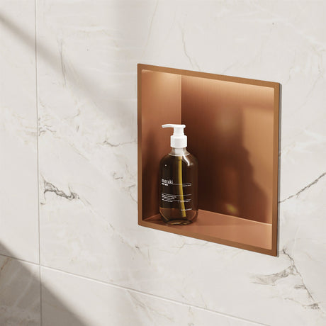 Crosswater Shower Niche Brushed Bronze Crosswater Square Shower Niche with LED - 305 x 305 x 120mm