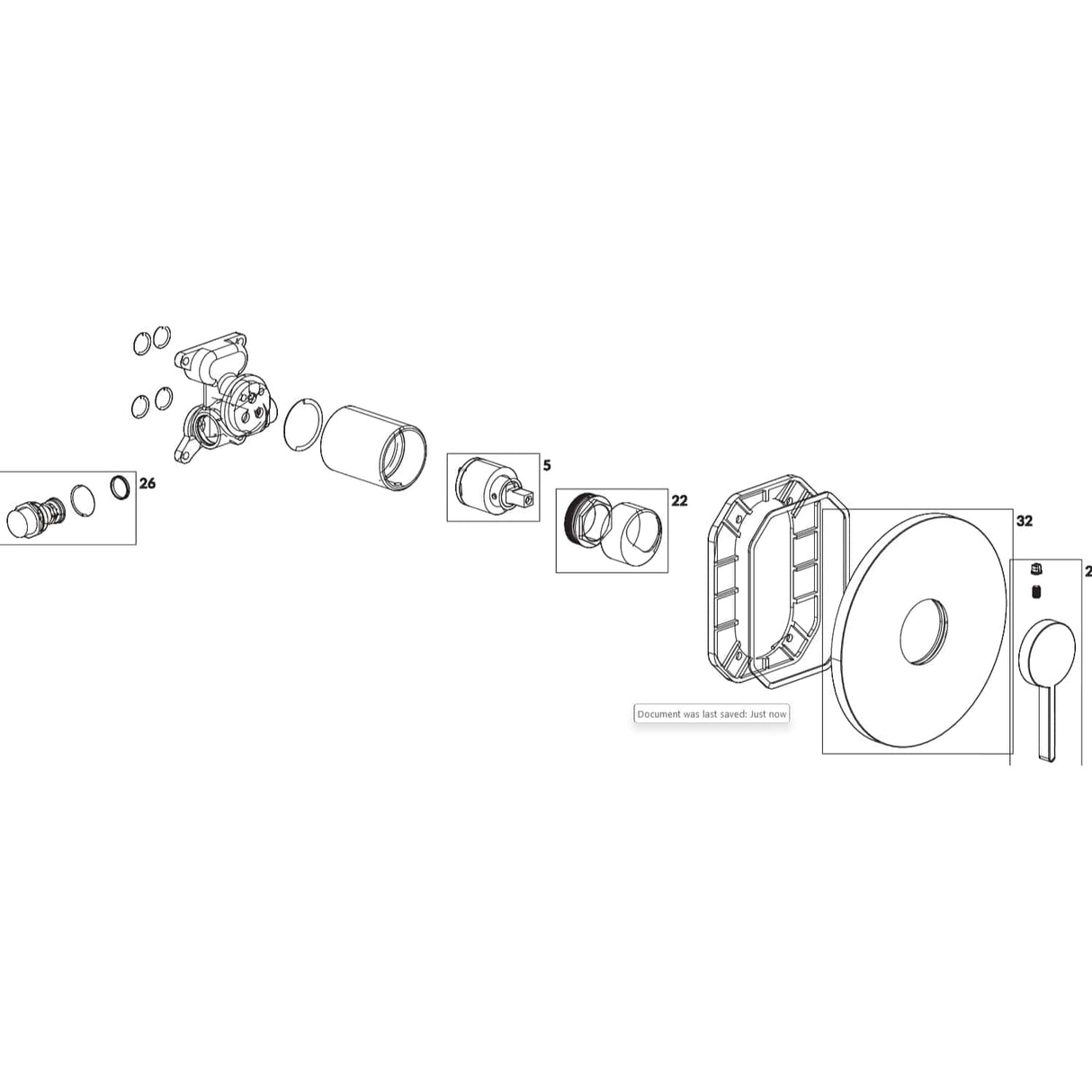 Villeroy & Boch Concealed Shower Valve Villeroy & Boch Dawn Concealed 1-Outlet Single Lever Trim Set