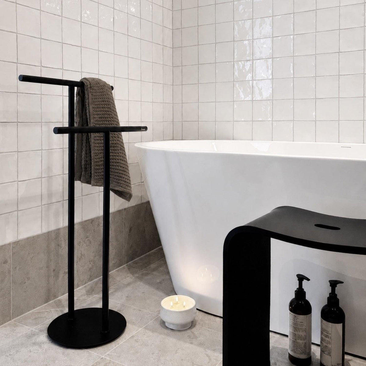 Smedbo Towel Rails and Rings Smedbo Outline Freestanding Double Towel Rail