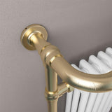 Eastbourne Inset Radiator Eastbrook Isbourne Straight Vertical Traditional Radiator in Brushed Brass/Gloss White