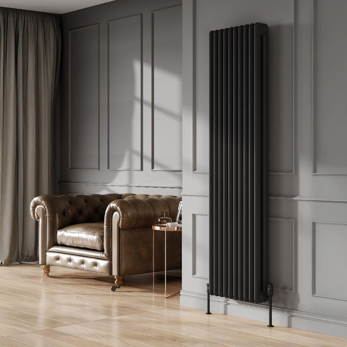 Reina Column Radiator 1800 X 465mm / Black Reina Hedingham Vertical Traditional Column Radiator