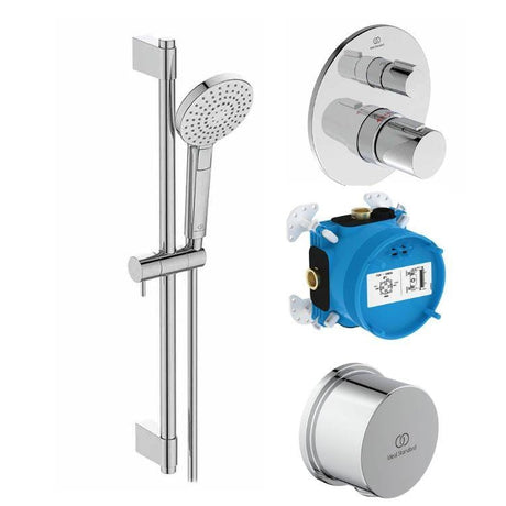 Ideal Standard Concealed Shower Valve Ideal Standard Ceratherm T100 Concealed Thermostatic Shower Valve Set with Wall Elbow and Handset in Chrome