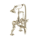 Vado Bath Shower Mixer Bright Nickel Booth & Co. Axbridge Deck Mounted Bath Shower Mixer with Traditional Shower Handset