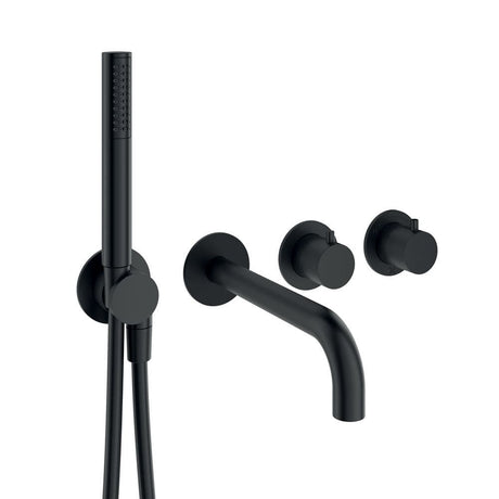 UK Bathroom Store Concealed Shower Set Matt Black Crosswater Module Shower Set 10 with Pencil Handset and Bath Spout