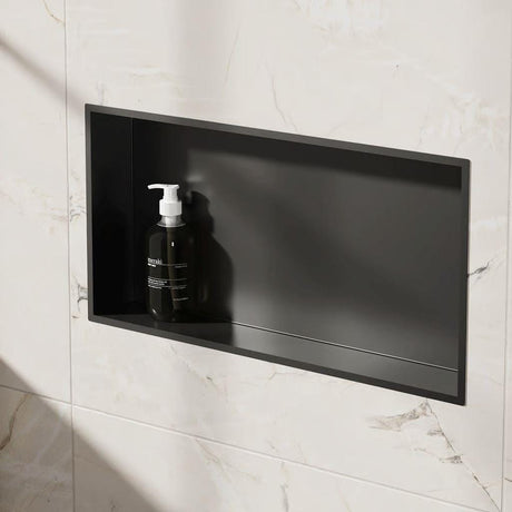 Crosswater Shower Niche Matt Black Crosswater Rectangular Shower Niche - 610 x 305 x 80mm for Stud Walls