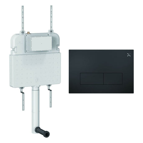 Crosswater Concealed Cistern MPRO Steel Plate in Matt Black Crosswater Dual Flush Slimline Concealed Cistern Set with Flush Plate  - 508 x 80 x  550mm