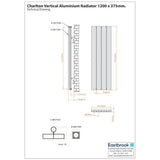 Eastbrook Panel Radiator Eastbrook Charlton Vertical Aluminium Designer Radiator in Matt Anthracite