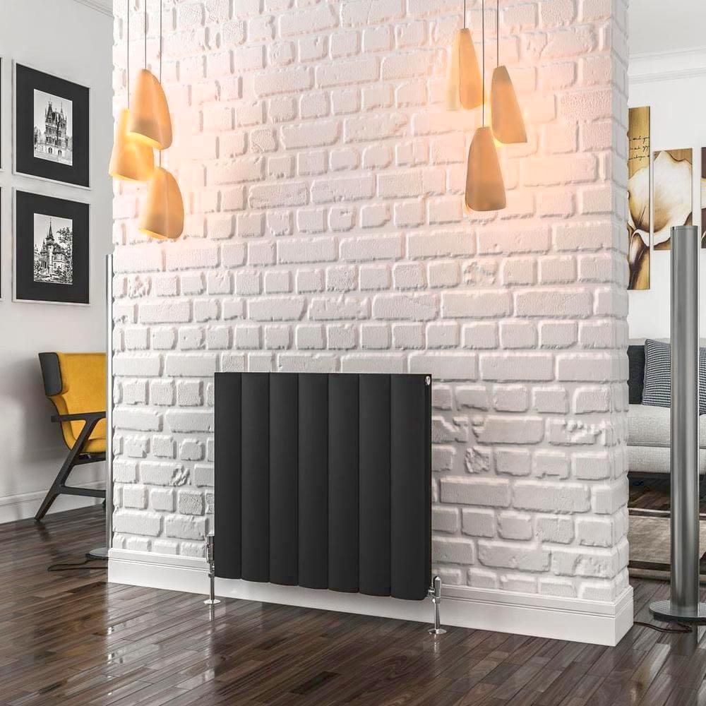 Eastbrook Panel Radiator 600 x 660 / Electric Only Eastbrook Guardia Straight Horizontal Aluminium in Matt Black