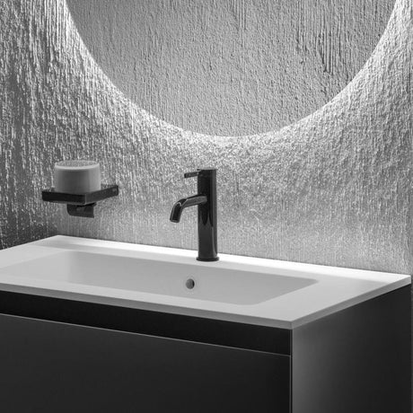 Roca Mono Basin Tap Titanium Black Roca Ona Basin Mixer Tap with Click Clack Waste and Cold Start